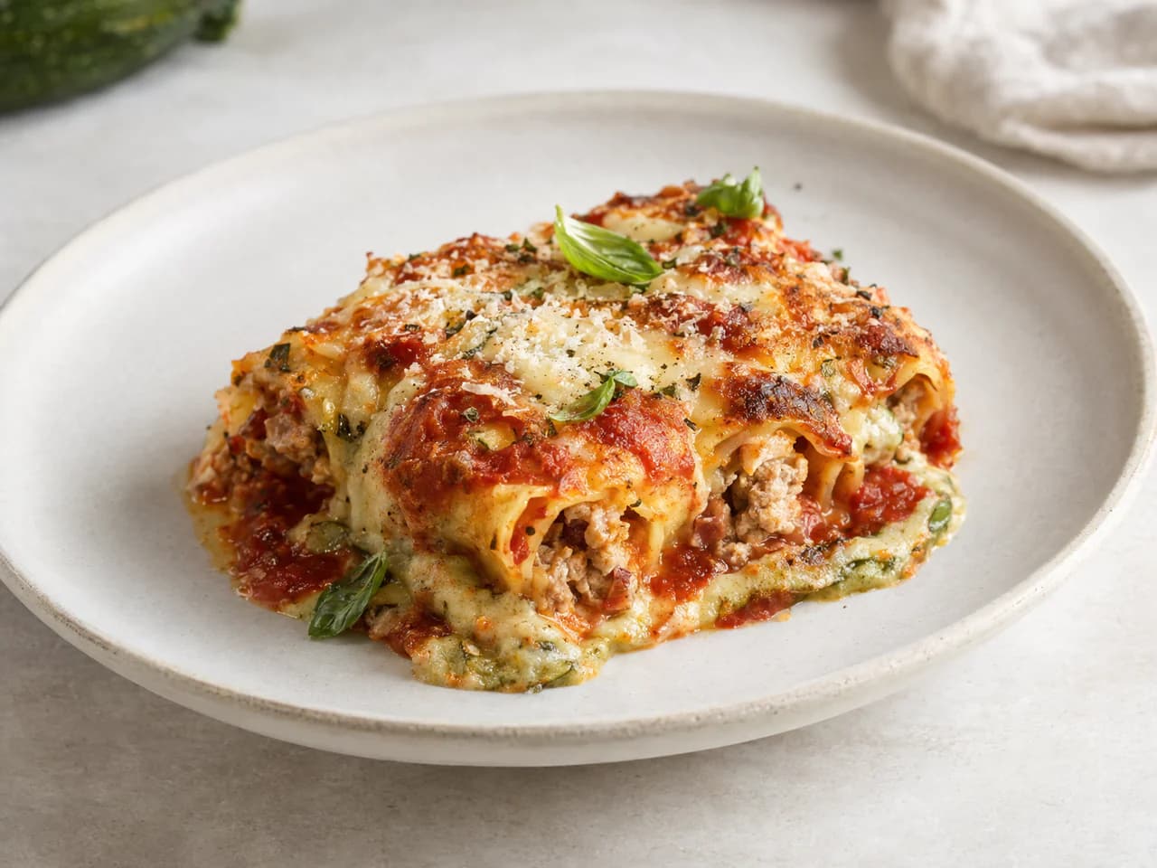 Cannelloni z indykiem, pancettą i kremem z cukinii